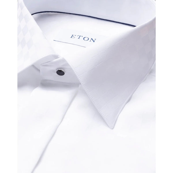 Eton Contemporary White Tuxedo Shirt 42 16.5 Chessboard Check French Cuff NWOT