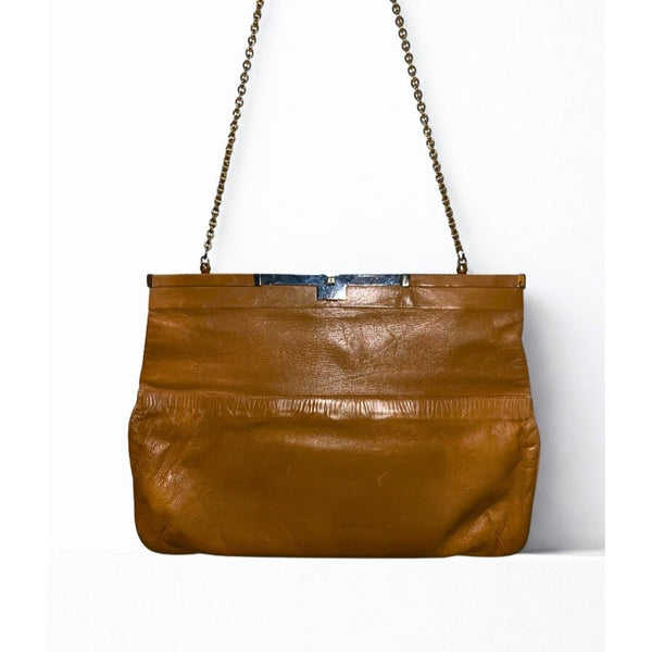 Valentino by Mario Valentino Vintage Leather Shoulder Bag Brown Chain Strap
