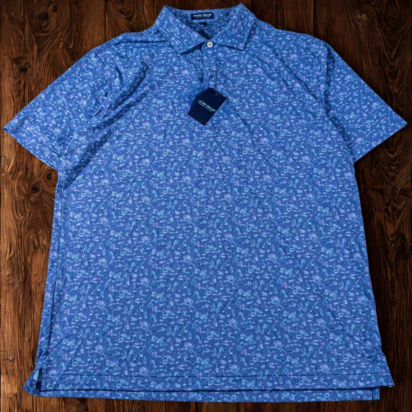 Peter Millar Crown Crafted Summer Comfort All Over Print Poker Night Polo XL NWT