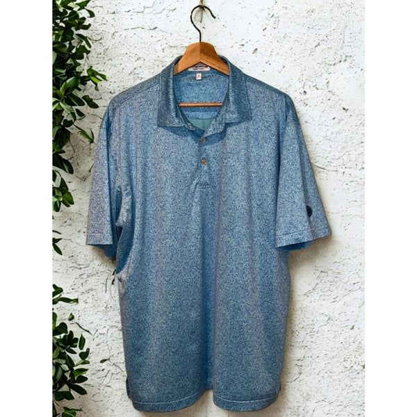 Peter Millar Tillis Polo Blue AOP Caddyshack Spring Brook Country Club Sz. L