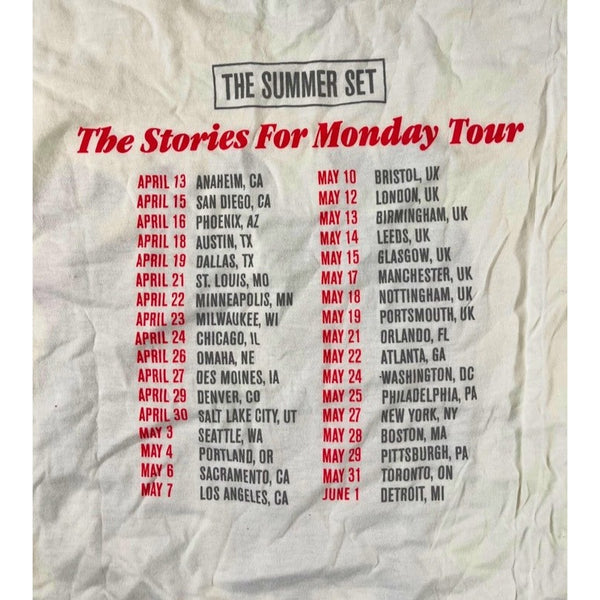 The Summer Set The Stories For Monday Tour T-Shirt Men’s S White Band Tee
