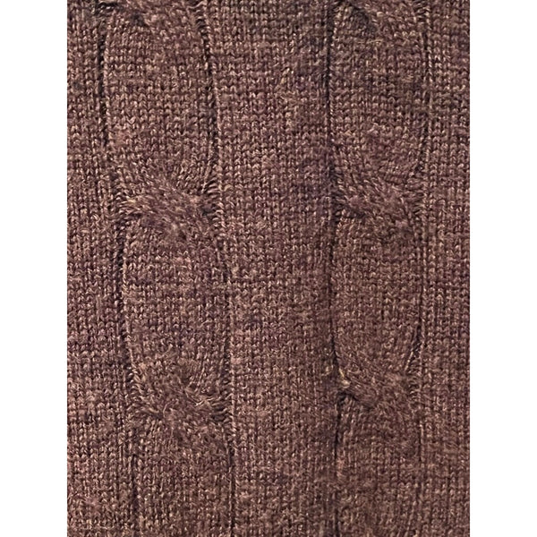 Peter Millar Brown Red Cable Knit Sweater M Luxe Blend Wool Cashmere Small Flaw