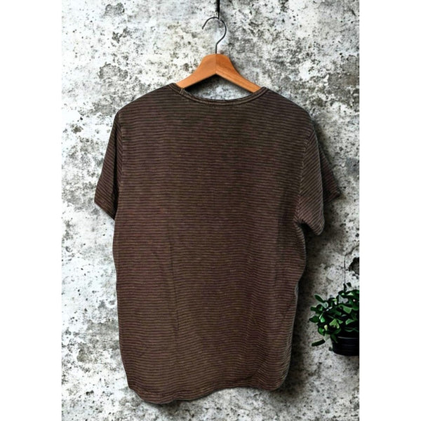 Marine Layer T-Shirt M/L Olive Green Navy Stripe Signature Pocket Style 15101