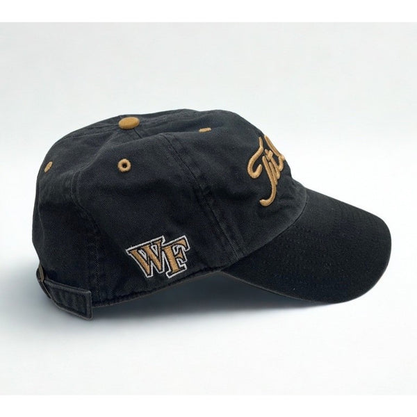 Titleist Wake Forest Hat Black Gold Adjustable Strapback Cap Sunfaded Golf