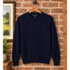 Brooks Brothers Navy Blue Cable Knit Cotton Crewneck Sweater Men's XL NWT $108