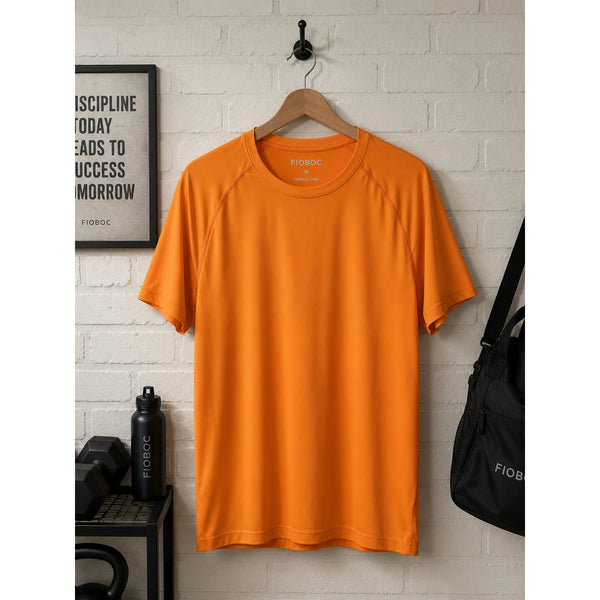 FIOBOC Performance Active Crew Neck T-Shirt Orange Men's M Bamboo Blend