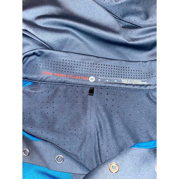 Nike Tiger Woods TW Perforated Panel Polo Blue Gray 585783 Men’s Sz M Golf EUC