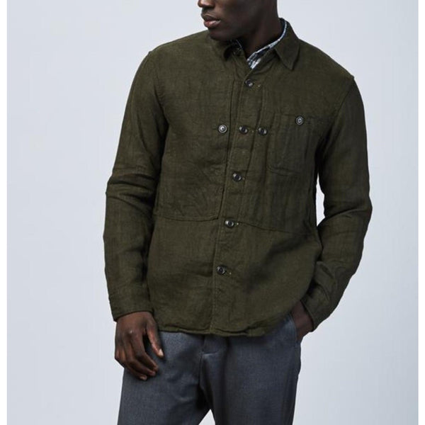 Sage de Cret Linen Wool Winter Overshirt Military Green M Japan NF-1807 Rare