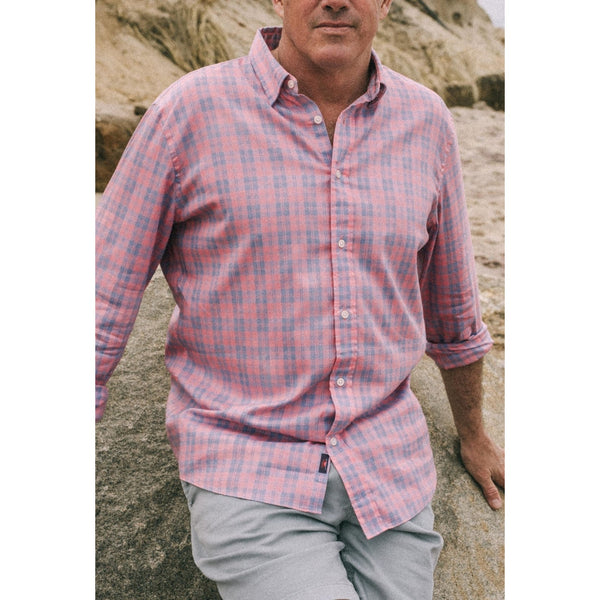 Faherty Movement Shirt 2XL Supima Stretch Summer Rose Plaid Button Up EUC