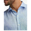 Peter Millar Blue Fan Print Short Sleeve Button Shirt XL NWOT MSRP $155