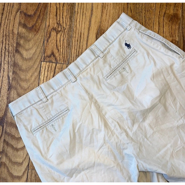 Polo Ralph Lauren Tyler Shorts Mens 36 Beige Pleated Chino Vintage Preppy 9"