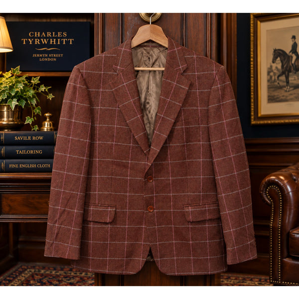 Charles Tyrwhitt Wool Cashmere Windowpane Blazer Sport Coat 42R English Cloth