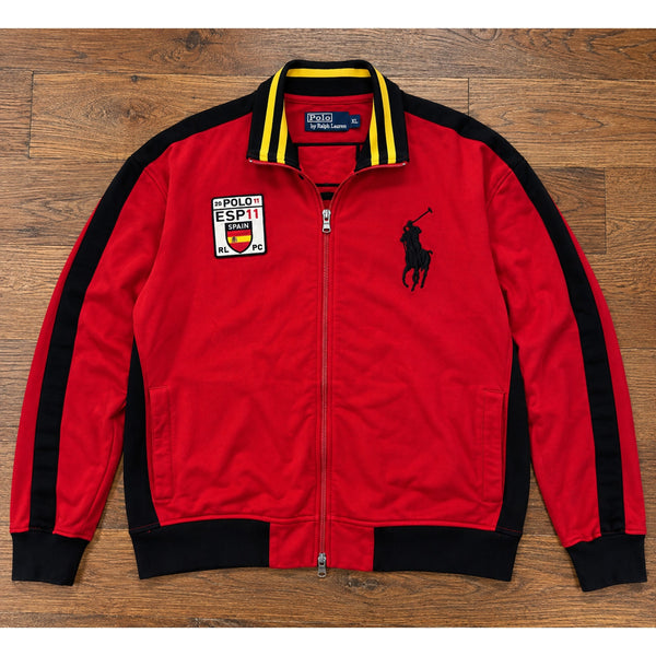 Polo Ralph Lauren Spain Big Pony Track Jacket Men's XL Red Black Full Zip Rare