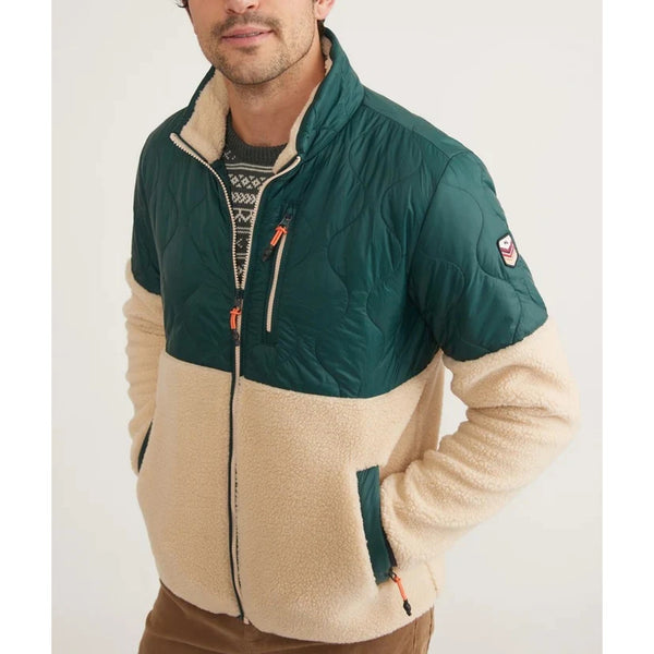 Marine Layer Archive Bariloche Sherpa Jacket Medium Green Tan Full Zip Rare NWOT