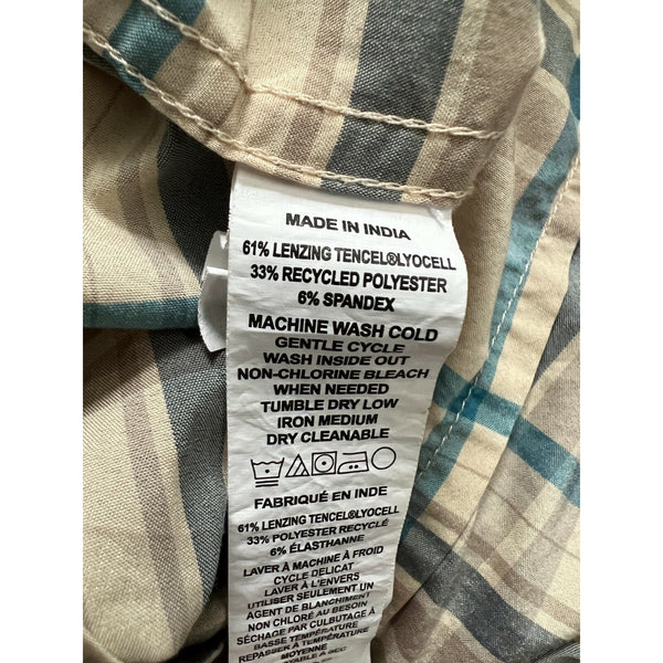 prAna Men’s Tan Plaid Button Down Shirt Long Sleeve Collared Casual Sz XL