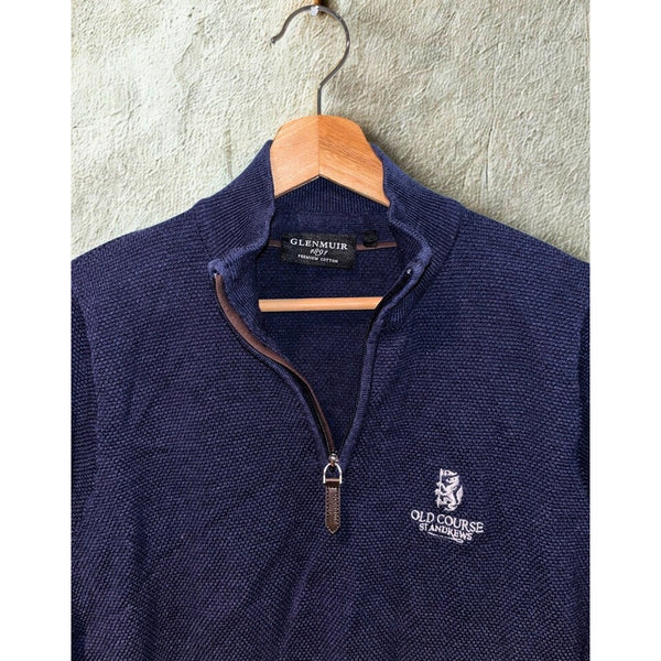 Glenmuir Old Course St Andrews 1/4 Zip Golf Pullover Sz. S Blue Premium Cotton