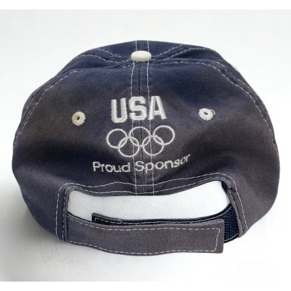 BMW Team USA Olympics Hat Cap Blue Sun Faded Strapback Vintage Y2K Promo Rare