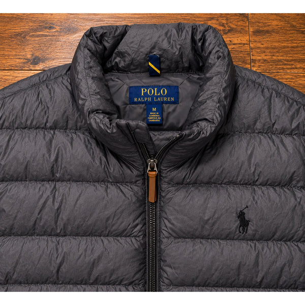 Polo Ralph Lauren Down Puffer Jacket Packable Full Zip Men's M Grey 90% Down