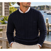 Brooks Brothers Navy Blue Cable Knit Cotton Crewneck Sweater Men's XL NWT $108