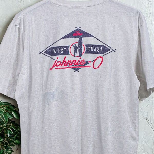 Johnnie-O West Coast Prep Surf Pocket T Shirt White Medium Coastal Beach Tee