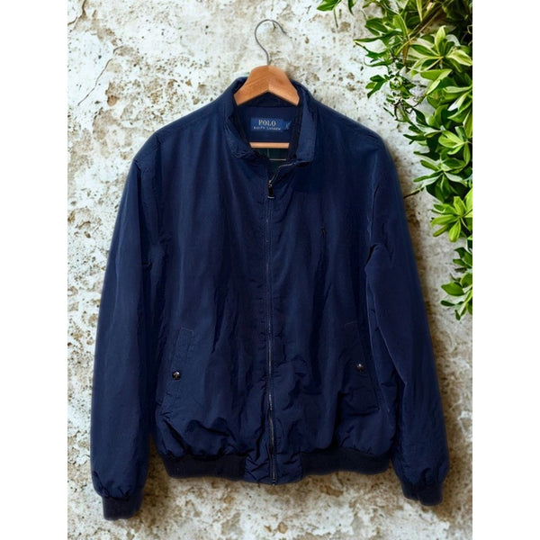 Polo Ralph Lauren Bomber Jacket Blue XL Full Zip Harrington Plaid Lined