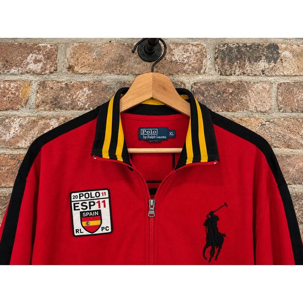 Polo Ralph Lauren Spain Big Pony Track Jacket Men's XL Red Black Full Zip Rare