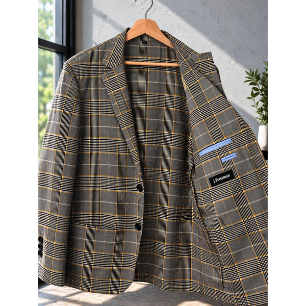 J. Peterman Plaid Linen Solotex Blazer Sport Coat Jacket Men's 42R NWOT