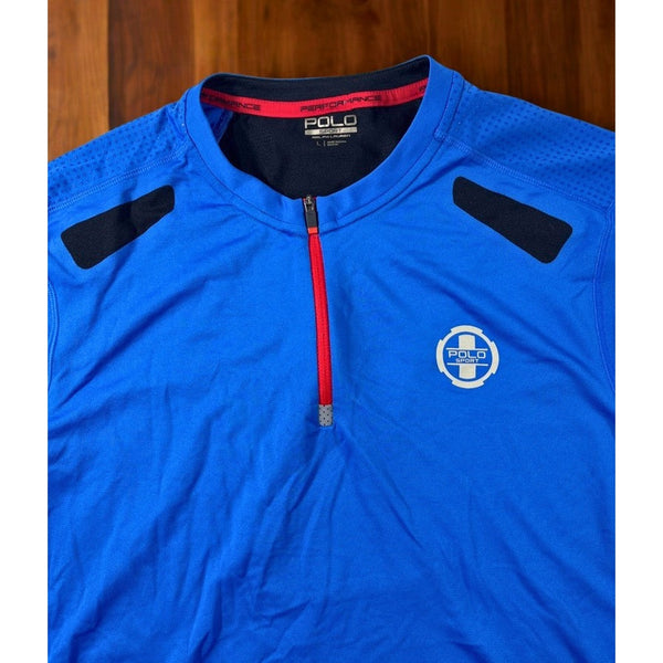 Polo Sport Ralph Lauren 1/4 Zip Pullover Jacket Mens L Blue Performance Shirt