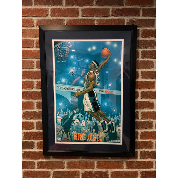 LeBron James Signed Powerade King James Lithograph JSA Auto Framed Rare 22x34