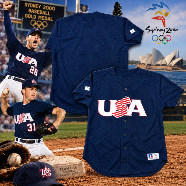 Team USA Baseball Russell Athletic Jersey Sz 44 L 2000 Olympics USA Made Vintage