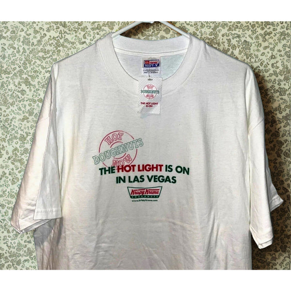 Krispy Kreme Vintage “The Hot Light Is On” Las Vegas T-Shirt NWT Mens XL Hanes