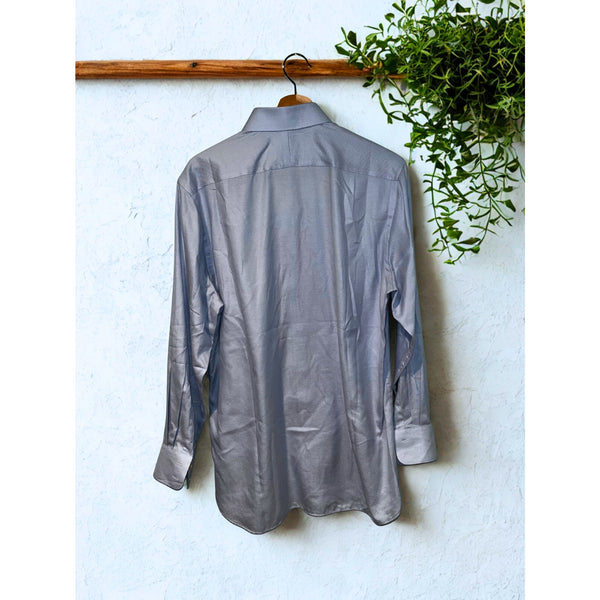 Charles Tyrwhitt Dress Shirt Non Iron Slim Fit Blue Egyptain Cotton Sz. 15.5/35