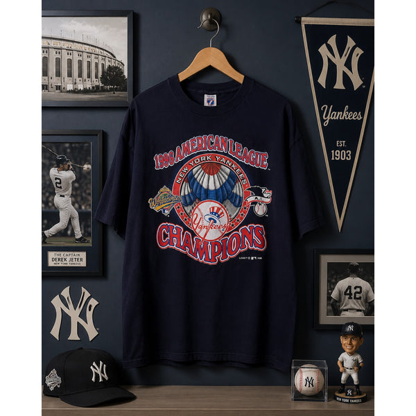 New York Yankees 1996 American League Champions T Shirt 2XL Vintage Logo 7 USA