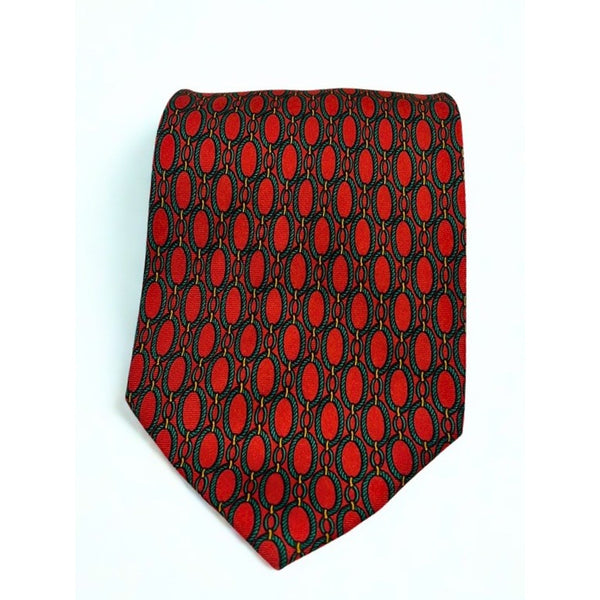 Paolo Gucci Silk Tie Vintage Made in Italy Red Geometric Equestrian 100% Silk