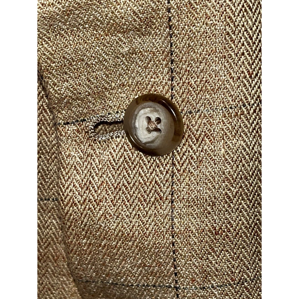 Brooks Brothers 43R Linen Herringbone Windowpane Blazer 2-Button Jacket EUC