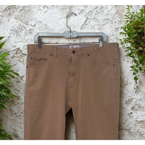 Peter Millar Signature Sateen Five Pocket Pants 34x32 Beige Stretch ME0B39