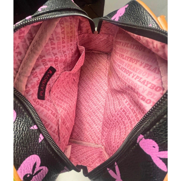 Playboy Pink & Black Monogram Handbag Y2K Bunny Print Pink Lining