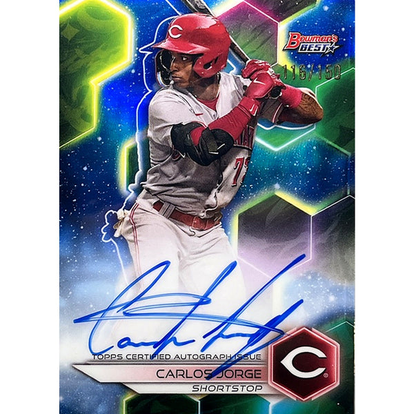 Carlos Jorge 2023 Bowman's Best On Card Auto Green Refractor 116/150 B23-CJ