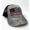 Ariat USA Flag Trucker Hat Heather Gray Black Mesh Snapback Cap A300014206