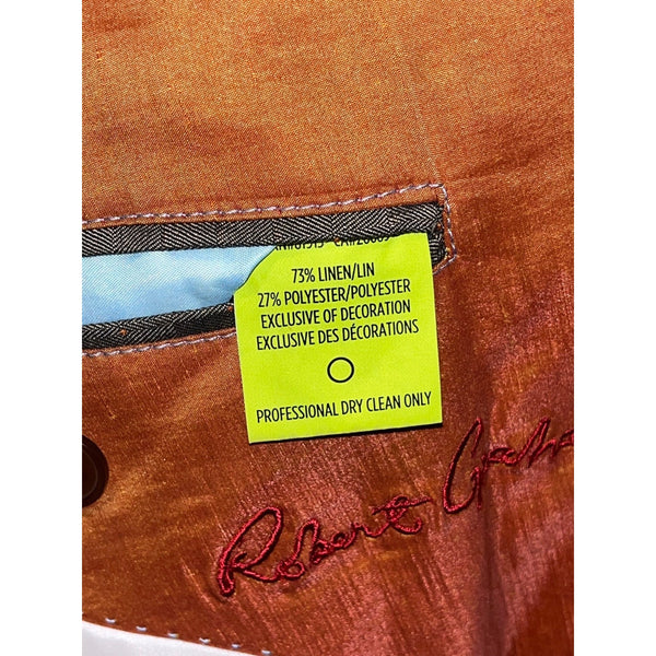 Robert Graham Linen Blend Blazer Sport Coat Jacket Orange Classic Fit Sz 42 NWOT