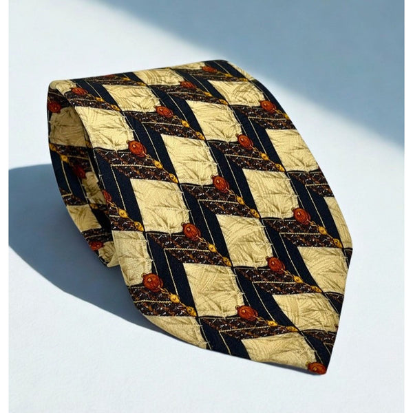 Ermenegildo Zegna Silk Tie Italy Art Deco Geometric Luxury Designer Necktie