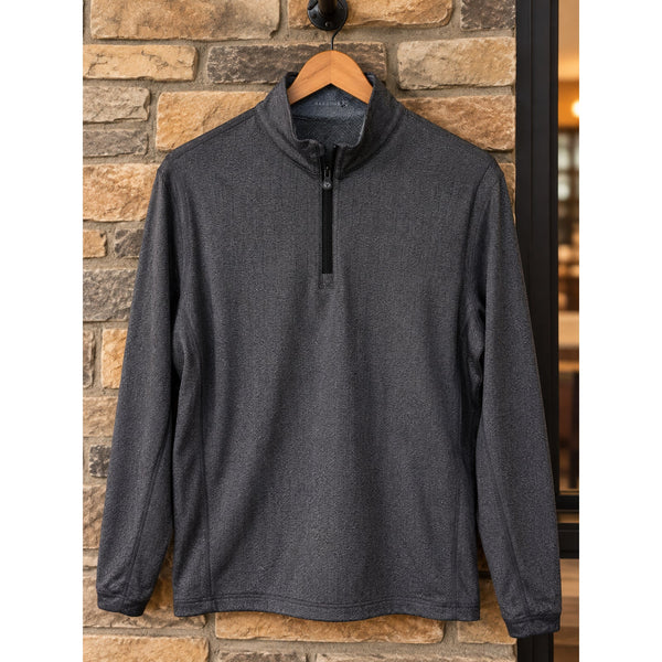 Greyson Tate Mockneck Pullover Men's M Gray Herringbone 1/4 Zip Golf Stretch