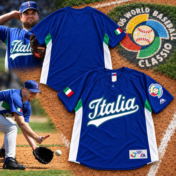 Italy Italia 2006 World Baseball Classic Majestic Jersey 2XL USA Made Vintage