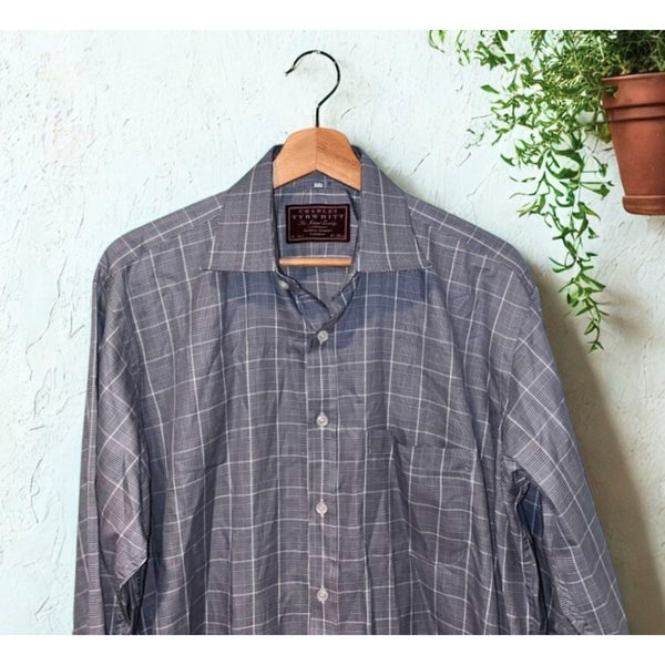 Charles Tyrwhitt Dress Shirt Non Iron Check Sea Island Sz. 16/34 French Cuff
