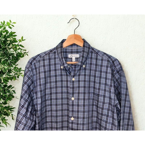 Peter Millar Crown Summer Comfort Applecrest Performance Tattersall Shirt M EUC