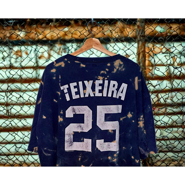 New York Yankees Mark Teixeira Bleach Dye T-Shirt MLB Genuine 3XL Rare Y2K