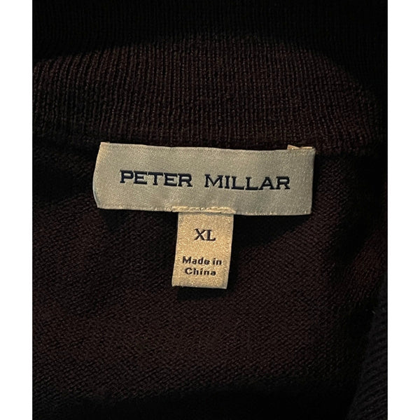 Peter Millar Crown Autumn Crest Merino Wool Suede Trim 1/4 Zip Navy XL $265