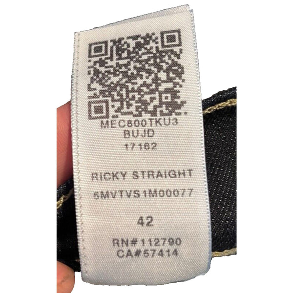 True Religion Ricky Straight Jeans Wanted Man Dark Wash Mens 42x34 Stretch USA