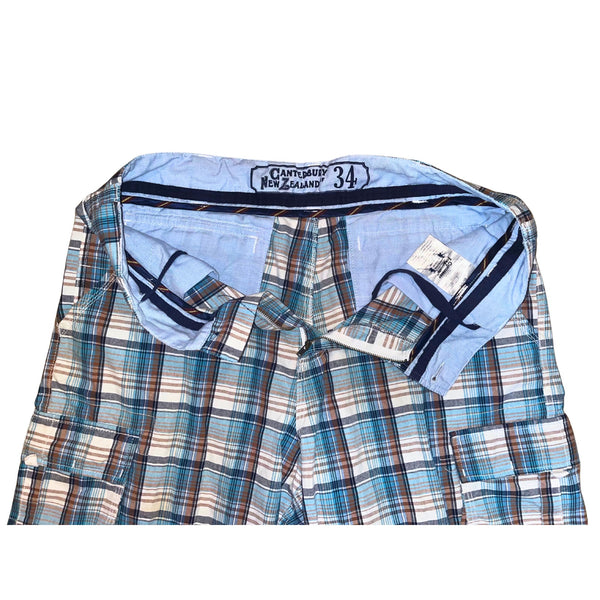 Canterbury of New Zealand Men’s Indian Madras Plaid Cargo Shorts Size 34
