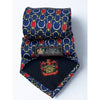 Gucci Paolo Equestrian Silk Tie Navy Gold Red Geometric Horsebit Italy
